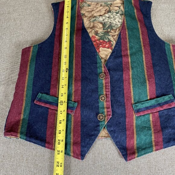 Unbranded Reversible Vest Women's Medium 3 Button Floral Stripes 100% Cotton USA - Picture 9 of 16
